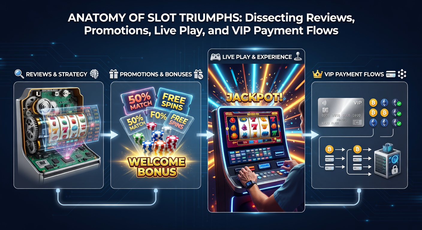 Infographic breaking down key elements of successful slot strategies including reviews, promotions, live sessions, and VIP perks