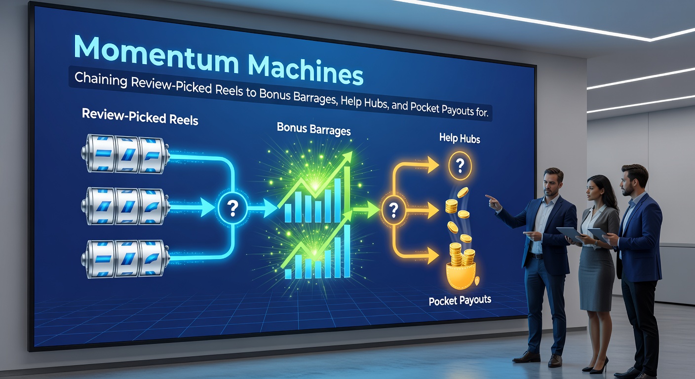 Visual chain reaction of slot bonuses exploding into support networks and instant payout flows, illustrating momentum buildup