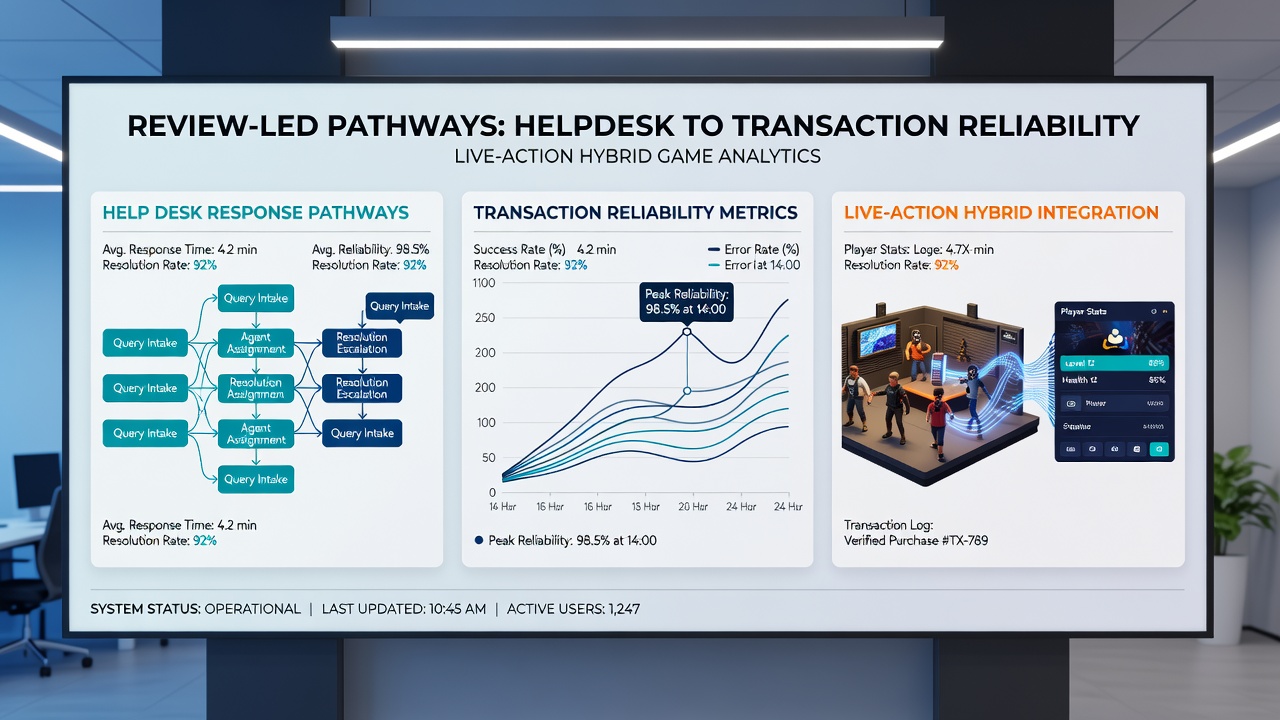 Screenshot of review interface linking helpdesk logs to transaction outcomes