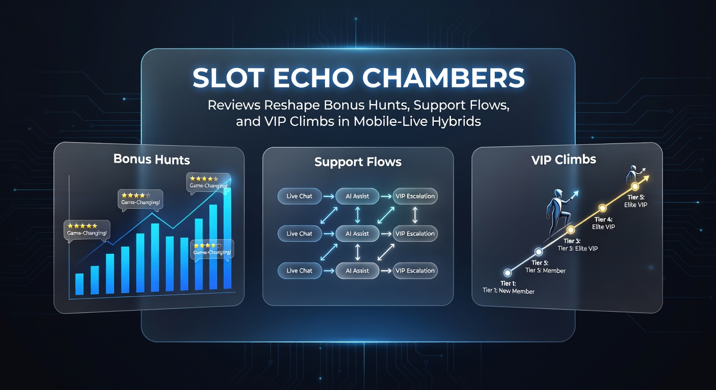 Vibrant display of mobile slot interfaces merging live dealer streams with player review icons, highlighting echo chamber dynamics in bonus pursuits
