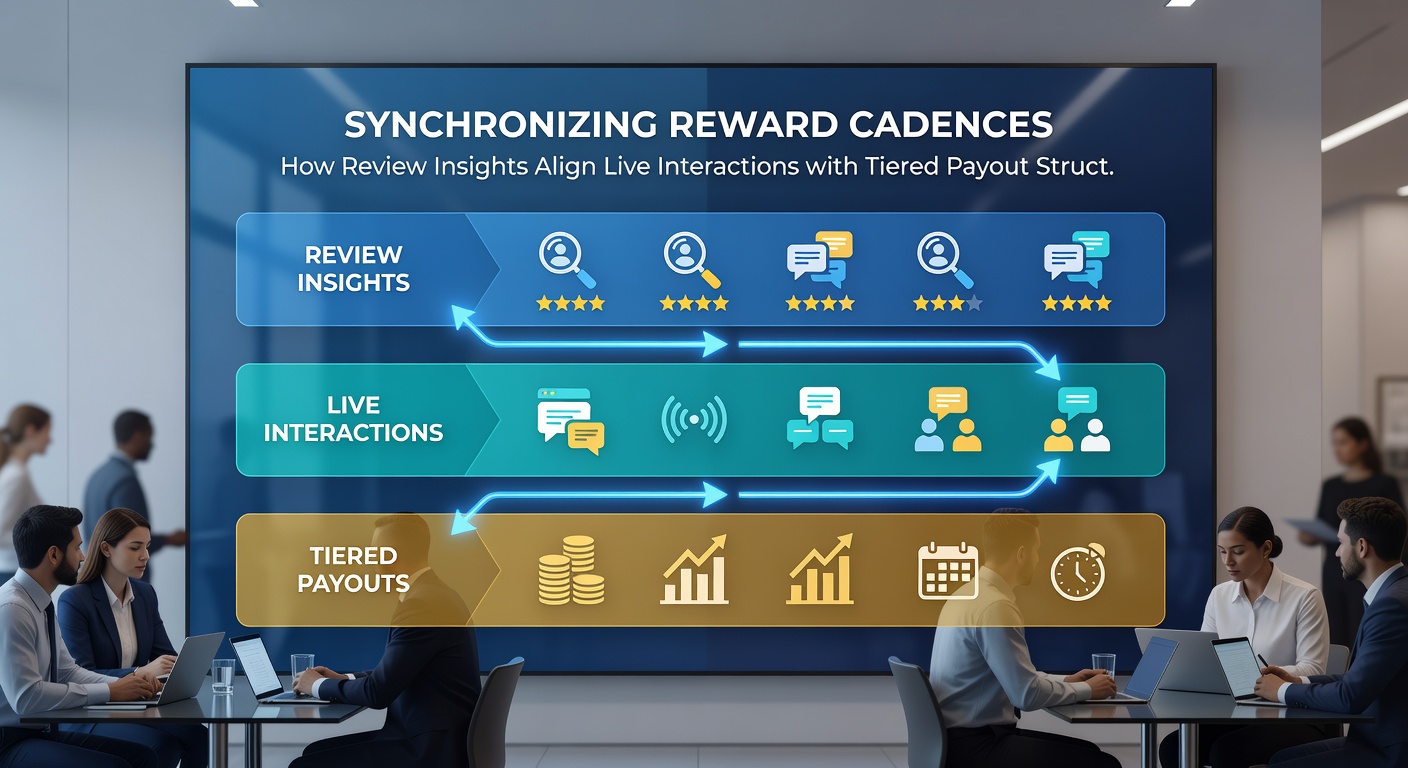 Dashboard visualization of synchronized reward cadences linking live mobile interactions to tiered payout timelines