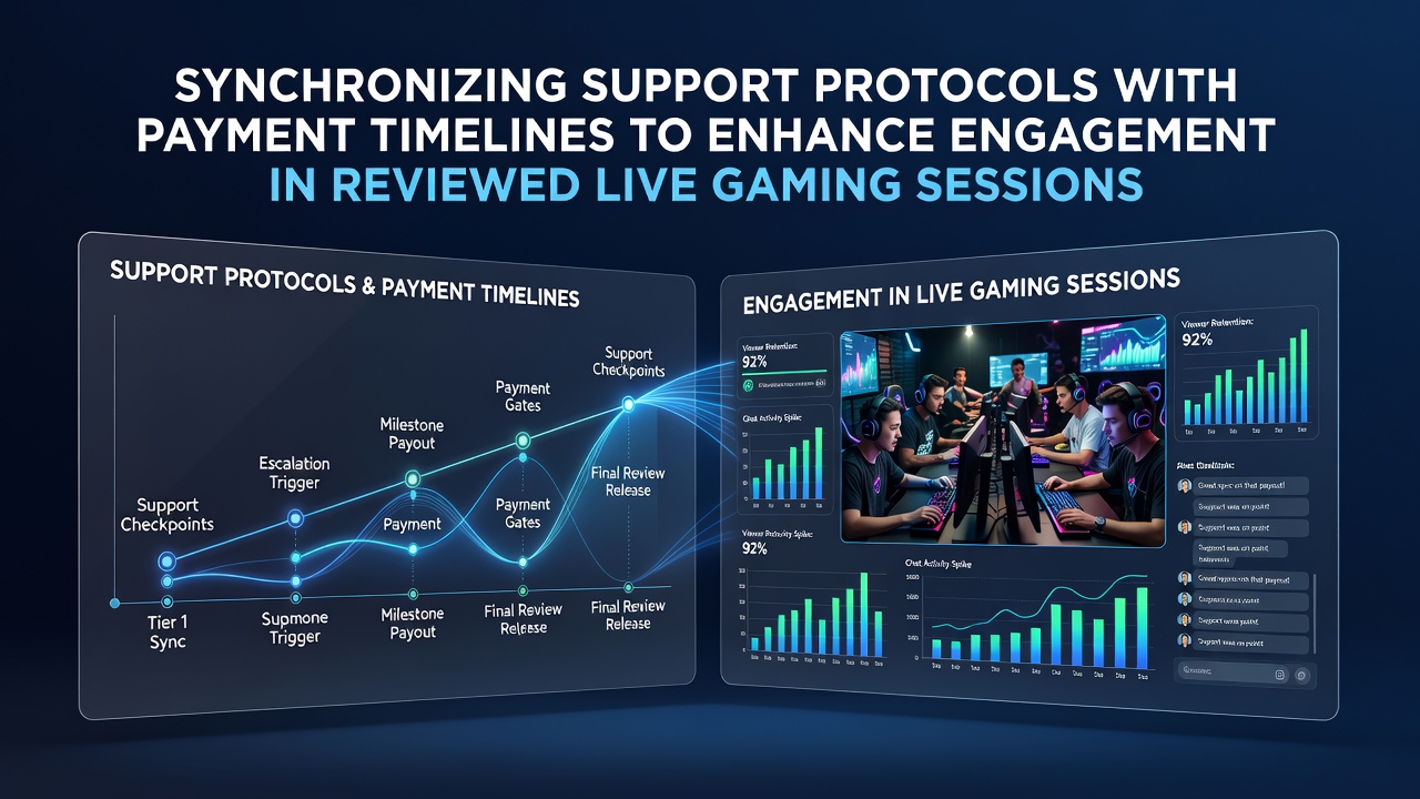 Diagram showing aligned support response times and payment processing flows in live dealer gaming environments