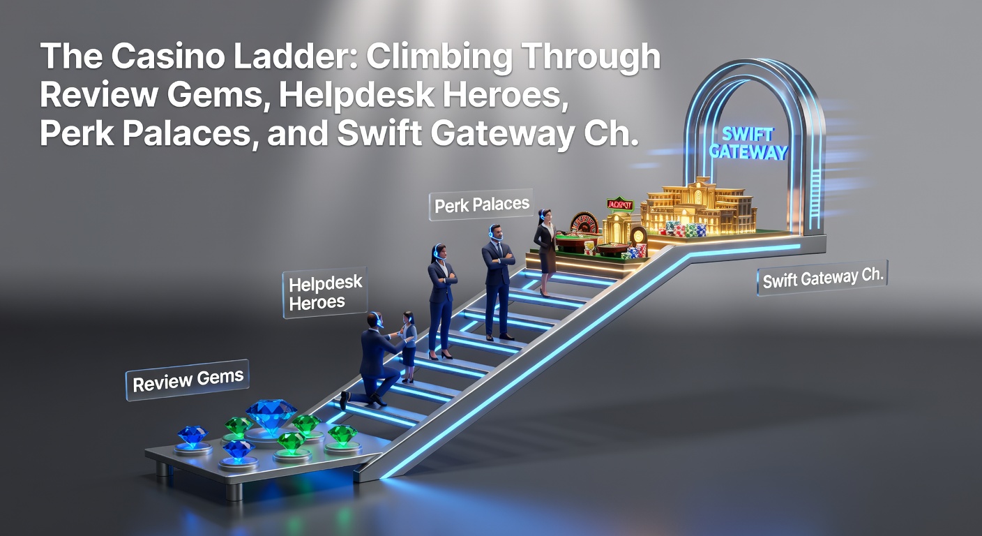Dynamic scene of a player reaching a perk palace atop the ladder, surrounded by treasure chests of bonuses and swift payment gateways glowing in the background